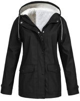 Water- en winddichte fleecegevoerde jas met capuchon voor dames 0
