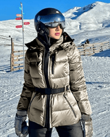 Waterdichte, geïsoleerde gewatteerde ski-jas voor dames met riem 0