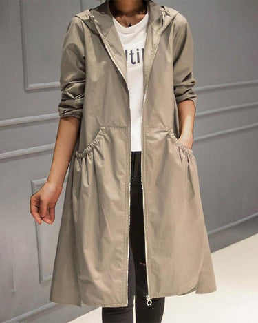 Waterdichte trenchcoat met lange capuchon voor dames voor herfst en winter 0