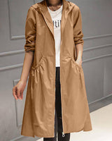 Waterdichte trenchcoat met lange capuchon voor dames voor herfst en winter 5