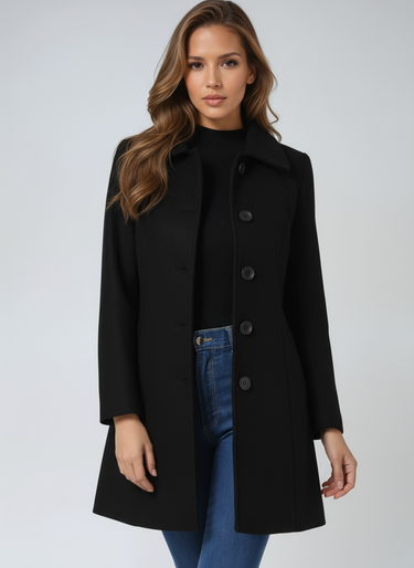 Winter trenchcoat met enkele rij knopen voor dames 0