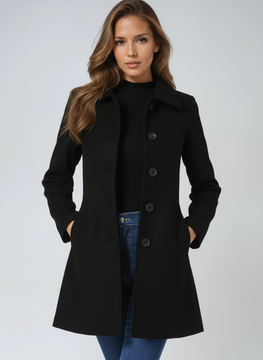Winter trenchcoat met enkele rij knopen voor dames 1