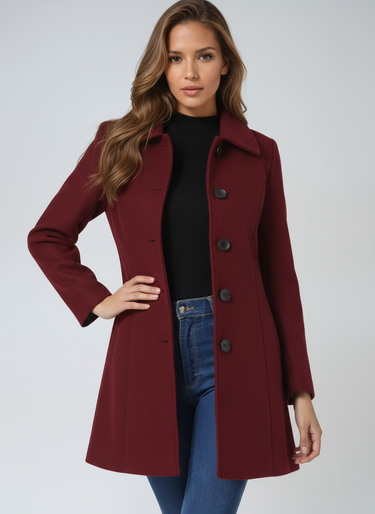 Winter trenchcoat met enkele rij knopen voor dames 5