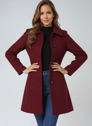 Winter trenchcoat met enkele rij knopen voor dames 6