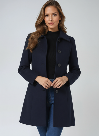 Winter trenchcoat met enkele rij knopen voor dames 9