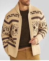 Wollen gebreide cardigan met rits en omslagkraag 0