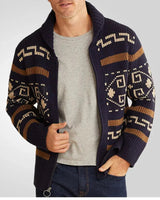 Wollen gebreide cardigan met rits en omslagkraag 2