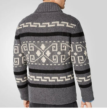 Wollen gebreide cardigan met rits en omslagkraag 5