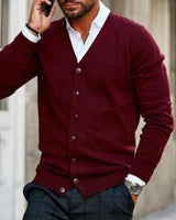 Zacht gebreid V-hals vest voor heren 0