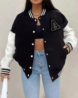 Zwart-witte varsityjas voor dames 0