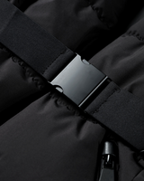 Zwarte gewatteerde jas met riem voor dames 3