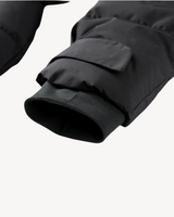 Zwarte gewatteerde jas met riem voor dames 4