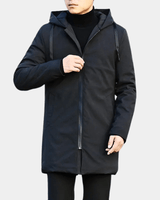 Zwarte winterjas met capuchon voor heren en voorzak 3