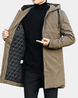 Zwarte winterjas met capuchon voor heren en voorzak 5